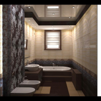 Визуализация ванной комнаты (вид со входа)